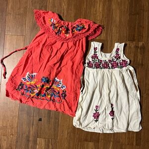 Mexican Embroidered Red and White Dresses